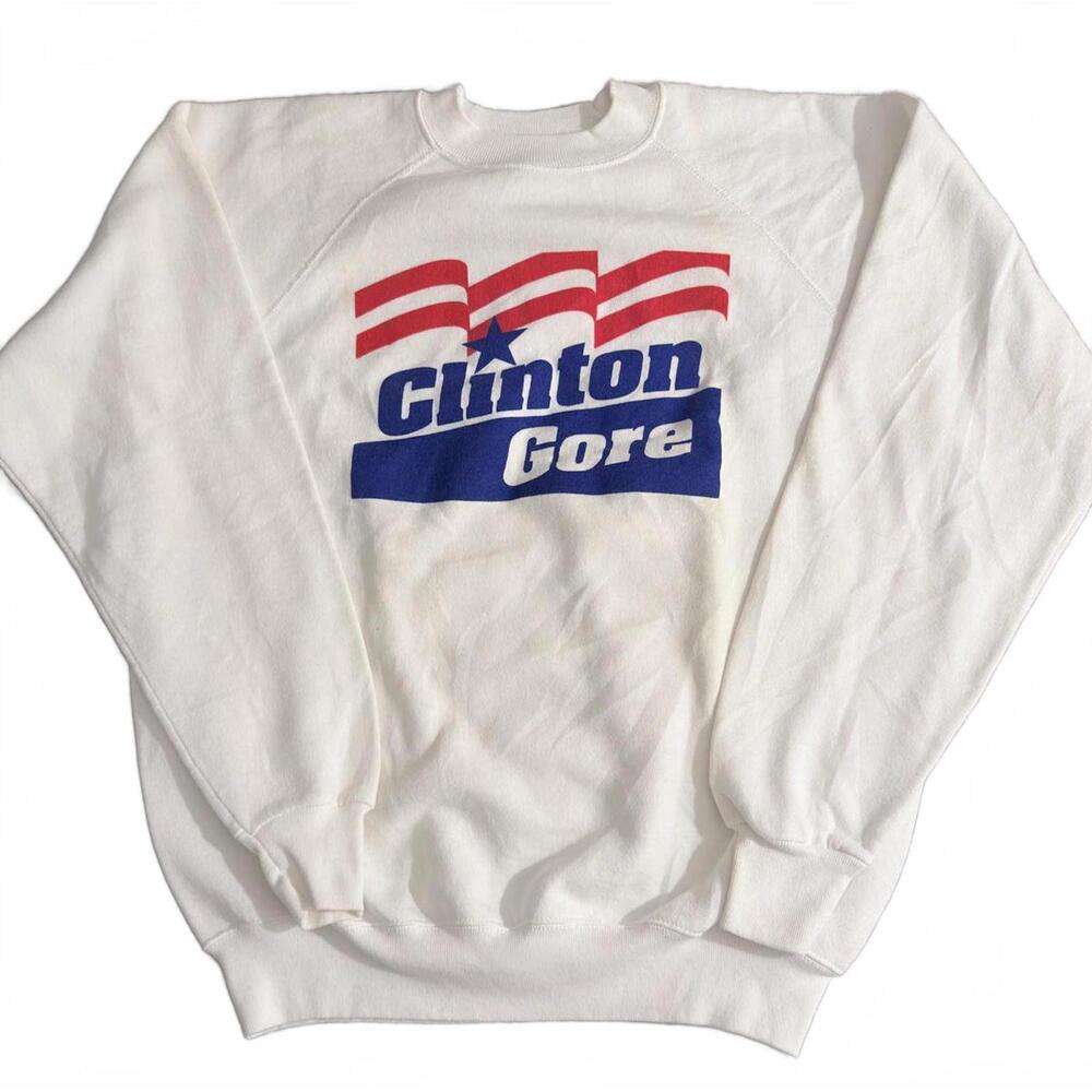 Vintage Clinton Gore Political Sweatshirt - Raglan Style - Size XL